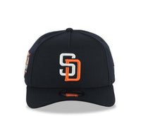 Load image into Gallery viewer, San Diego Padres New Era MLB 9FORTY 940 Adjustable A-Frame Cap Hat Navy Blue Crown/Visor White/Orange Logo 40th Anniversary Side Patch Gray UV