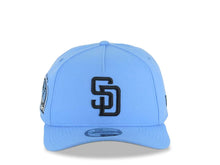 Load image into Gallery viewer, San Diego Padres New Era MLB 9FORTY 940 Adjustable A-Frame Cap Hat Sky Blue Crown/Visor Black Logo 10 Years Petco Park Side Patch Gray UV