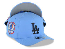 Load image into Gallery viewer, Los Angeles Dodgers New Era MLB 9FORTY 940 Adjustable A-Frame Cap Hat Sky Blue Crown/Visor Black Logo 1984 Stadium Side Patch Gray UV