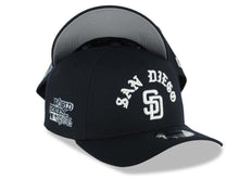 Load image into Gallery viewer, San Diego Padres New Era MLB 9FORTY 940 Adjustable A-Frame Cap Hat Navy Blue Crown/Visor White With Text/Script Logo 1984 World Series Side Patch Gray UV