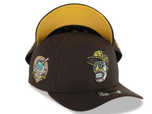 Load image into Gallery viewer, San Diego Padres New Era MLB 9FORTY 940 Adjustable A-Frame Cap Hat Dark Brown Crown/Visor Team Color Skull Logo 40th Anniversary Side Patch Yellow UV
