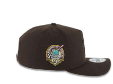 Load image into Gallery viewer, San Diego Padres New Era MLB 9FORTY 940 Adjustable A-Frame Cap Hat Dark Brown Crown/Visor Team Color Skull Logo 40th Anniversary Side Patch Yellow UV