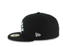 Load image into Gallery viewer, San Diego Padres New Era MLB 59FIFTY 5950 Fitted Cap Hat Black Crown/Visor White South Bay Script/Text Logo 40th Anniversary Side Patch Gray UV