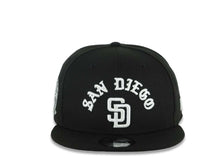 Load image into Gallery viewer, San Diego Padres New Era MLB 9FIFTY 950 Snapback Cap Hat Black Crown/Visor White Logo 25th Anniversary Side Patch Gray UV