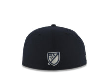 Load image into Gallery viewer, San Diego FC MLS New Era 59FIFTY 5950 Fitted Cap Hat Nsvy Blue Crown/Visor Metallic Silver Logo Gray UV