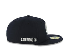 Load image into Gallery viewer, San Diego FC MLS New Era 59FIFTY 5950 Fitted Cap Hat Nsvy Blue Crown/Visor Metallic Silver Logo Gray UV