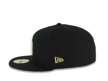 Load image into Gallery viewer, San Diego Padres New Era MLB 59FIFTY 5950 Fitted Cap Hat Black Crown/Visor White/Black/Metallic Gold Logo Aztec Crest Side Patch 619 Back Logo