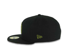 Load image into Gallery viewer, San Diego Padres New Era MLB 59FIFTY 5950 Fitted Cap Hat Black Crown/Visor Green Logo 25th Anniversary Side Patch Gray UV