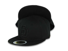 Load image into Gallery viewer, (Youth) San Diego Padres New Era MLB 59FIFTY 5950 Kid Fitted Cap Hat Black Crown/Visor Black Logo Black UV