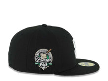 Load image into Gallery viewer, San Diego Padres New Era MLB 59FIFTY 5950 Fitted Cap Hat Black Crown/Visor White Logo With Palm 40th Anniversary Side Patch