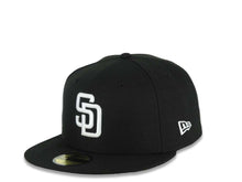 Load image into Gallery viewer, San Diego Padres New Era MLB 59FIFTY 5950 Fitted Cap Hat Black Crown/Visor White Logo South Bay Pier Side Patch Gray UV