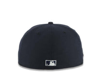 Load image into Gallery viewer, San Diego Padres New Era MLB 59FIFTY 5950 Fitted Cap Hat Navy Blue Crown/Visor Glow White Script P Logo 1998 World Series Side Patch Gray UV