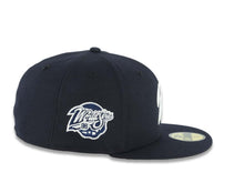 Load image into Gallery viewer, San Diego Padres New Era MLB 59FIFTY 5950 Fitted Cap Hat Navy Blue Crown/Visor Glow White Script P Logo 1998 World Series Side Patch Gray UV
