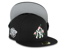 Load image into Gallery viewer, New York Yankees New Era MLB 59FIFTY 5950 Fitted Cap Hat Black Crown/Visor White/Pink Logo With Rose 1998 World Series Side Patch