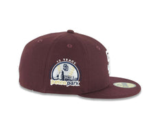 Load image into Gallery viewer, San Diego Padres New Era MLB 59FIFTY 5950 Fitted Cap Hat Maroon Crown/Visor White Flat Stitch Logo 10Years Petcopark Side Patch Gray UV