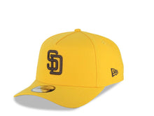 Load image into Gallery viewer, San Diego Padres New Era MLB 9FORTY 940 Adjustable A-Frame Cap Hat Yellow Crown/Visor Dark Brown Logo 1998 World Series Side Patch