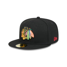 Load image into Gallery viewer, Chicago Blackhawks New Era NHL 59FIFTY 5950 Fitted Cap Hat Black Crown/Visor Team Color Logo Gray UV