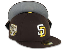 Load image into Gallery viewer, San Diego Padres New Era MLB 59FIFTY 5950 Fitted Cap Hat Dark Brown Crown/Visor White/Yellow Logo 2016 All-Star Game Side Patch