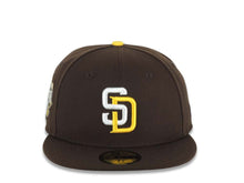 Load image into Gallery viewer, San Diego Padres New Era MLB 59FIFTY 5950 Fitted Cap Hat Dark Brown Crown/Visor White/Yellow Logo 2016 All-Star Game Side Patch