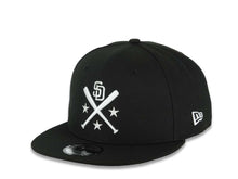 Load image into Gallery viewer, San Diego Padres New Era MLB 9FIFTY 950 Snapback Cap Hat Black Crown/Visor White Bats Logo 40th Anniversary Side Patch Gray UV