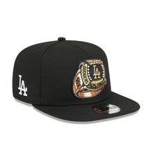 Load image into Gallery viewer, Los Angeles Dodgers New Era MLB 9FORTY 940 A-Frame Snapback Cap Hat Black Crown/Visor Metallic Gold/Bronze Logo 8x Champions Ring Green UV