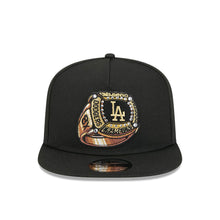 Load image into Gallery viewer, Los Angeles Dodgers New Era MLB 9FORTY 940 A-Frame Snapback Cap Hat Black Crown/Visor Metallic Gold/Bronze Logo 8x Champions Ring Green UV