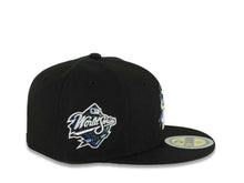 Load image into Gallery viewer, (Youth) San Diego Padres New Era MLB 59FIFTY 5950 Fitted Cap Hat Black Crown/Visor White Logo With Rose 1998 World Series Side Patch Gray UV