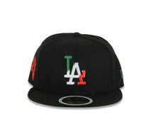Load image into Gallery viewer, (Youth) Los Angeles Dodgers New Era MLB 59FIFTY 5950 Fitted Cap Hat Black Crown/Visor Green/White/Red Logo Eagle Side Patch Gray UV