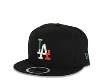 Load image into Gallery viewer, (Youth) Los Angeles Dodgers New Era MLB 59FIFTY 5950 Fitted Cap Hat Black Crown/Visor Green/White/Red Logo Eagle Side Patch Gray UV