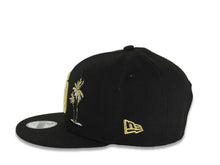 Load image into Gallery viewer, (Youth)San Diego Padres New Era MLB 9FIFTY 950 Kid Snapback Cap Hat Black Crown/Visor Metallic Gold Logo With Palm 40th Anniversary Side Patch Gray UV