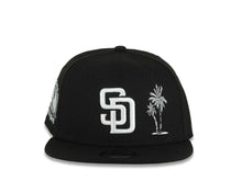 Load image into Gallery viewer, (Youth)San Diego Padres New Era MLB 9FIFTY 950 Kid Snapback Cap Hat Black Crown/Visor White Logo With Palm Tree 10 Years Petcopark Side Patch Gray UV