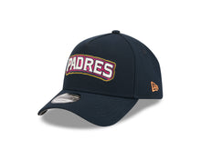 Load image into Gallery viewer, San Diego Padres New Era MLB 9FORTY 940 Adjustable A-Frame Cap Hat Navy Blue Crown/Visor White/Magenta/Yellow Script Logo SD Patch (2026 City Connect 2.0)
