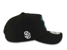 Load image into Gallery viewer, (Capland Exclusive) San Diego Padres New Era MLB 9FORTY 940 Adjustable A-Frame Black Cap Hat White/Purple/Turquoise Splatter Logo