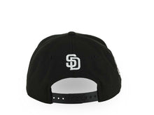 Load image into Gallery viewer, (Capland Exclusive) San Diego Padres New Era MLB 9FORTY 940 Adjustable A-Frame Black Cap Hat Black/White/Pink Splatter Logo Stadium Side Patch