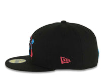 Load image into Gallery viewer, (Capland Exclusive) San Diego Padres New Era MLB 59FIFTY 5950 Fitted Black Cap Hat Black/Magenta/Turquoise Splatter Logo Petco Park 10 Years Patch