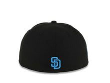 Load image into Gallery viewer, (Capland Exclusive) San Diego Padres New Era MLB 59FIFTY 5950 Fitted Black Cap Hat Black/Magenta/Turquoise Splatter Logo Petco Park 10 Years Patch