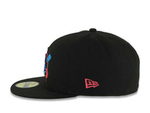 Load image into Gallery viewer, (Capland Exclusive) Los Angeles Dodgers New Era MLB 59FIFTY 5950 Fitted Black Cap Hat Black/Magenta/Blue Splatter Logo 2024-25 World Series Champs