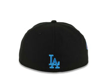 Load image into Gallery viewer, (Capland Exclusive) Los Angeles Dodgers New Era MLB 59FIFTY 5950 Fitted Black Cap Hat Black/Magenta/Blue Splatter Logo 2024-25 World Series Champs
