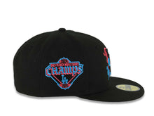 Load image into Gallery viewer, (Capland Exclusive) Los Angeles Dodgers New Era MLB 59FIFTY 5950 Fitted Black Cap Hat Black/Magenta/Blue Splatter Logo 2024-25 World Series Champs