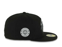 Load image into Gallery viewer, Mexico New Era 59FIFTY 5950 Fitted Cap Hat Black Crown/Visor Black/White/Gray Skull Logo Aztec Calendar Side Patch Gray UV