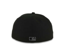 Load image into Gallery viewer, San Diego Padres New Era MLB 59FIFTY 5950 Fitted Cap Hat Black Crown/Visor Black/Dark Gray P Logo 40th Anniversary Side Patch Gray UV