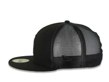 Load image into Gallery viewer, San Diego Padres New Era MLB 59FIFTY 5950 Fitted Trucker/Mesh Cap Hat Black Crown/Visor Black Logo Black UV