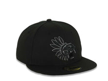 Load image into Gallery viewer, Mexico New Era 59FIFTY 5950 Fitted Cap Hat Black Crown/Visor Black/Dark Gray Aztec Headdress Logo Dark Gray UV