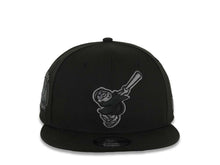 Load image into Gallery viewer, San Diego Padres New Era MLB 9FIFTY 950 Snapback Cap Hat Black Crown/Visor Black/Dark Gray Swinging Friar Logo Petco Park 10 Years Side Patch