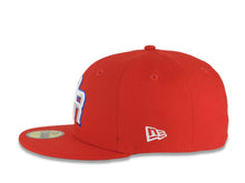Load image into Gallery viewer, Puerto Rico New Era 59FIFTY 5950 Fitted Cap Hat Red Crown/Visor White/Royal Blue Logo WBC Back Logo Puerto Rico Flag Side Patch Gray UV
