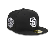 Load image into Gallery viewer, San Diego Padres New Era MLB 59FIFTY 5950 Fitted Cap Hat Black Crown/Visor White Logo 2016 All-Star Game Side Patch