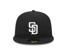 Load image into Gallery viewer, San Diego Padres New Era MLB 59FIFTY 5950 Fitted Cap Hat Black Crown/Visor White Logo 2016 All-Star Game Side Patch