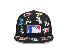 Load image into Gallery viewer, MLB Teams New Era 59FIFTY 5950 Fitted Cap Hat Black Crown/Visor All MLB Team Logos Gray UV (Allover)