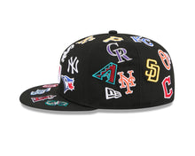 Load image into Gallery viewer, MLB Teams New Era 59FIFTY 5950 Fitted Cap Hat Black Crown/Visor All MLB Team Logos Gray UV (Allover)