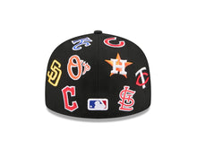 Load image into Gallery viewer, MLB Teams New Era 59FIFTY 5950 Fitted Cap Hat Black Crown/Visor All MLB Team Logos Gray UV (Allover)
